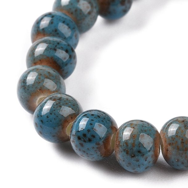 small ceramic bead, blue-brown speckled round, 6 mm, appx. 59 pcs