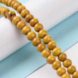 kleine Keramikperle, currygelb gesprenkelt, rund, ca. 6 mm, ca. 59 Stck