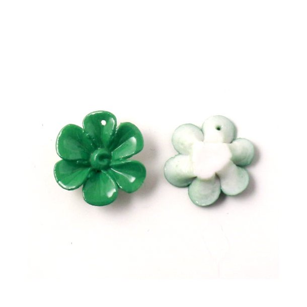 Ceramic flower, hand-crafted, green, 16mm, 2pcs.