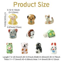 Tiere aus farbigem Porzellan: Hund, Katze, Affe, Pinguin, L�we u. a. 11 Stck