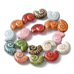 Keramische Muschelschalen, ganzer Strang, Farbenmischung, ca. 20x17 mm, 18 Stck