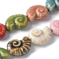 Keramische Muschelschalen, ganzer Strang, Farbenmischung, ca. 20x17 mm, 18 Stck