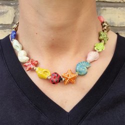 Keramische Muschelschalen, schwarz-braun, 20x17x8 mm, 2 Stck