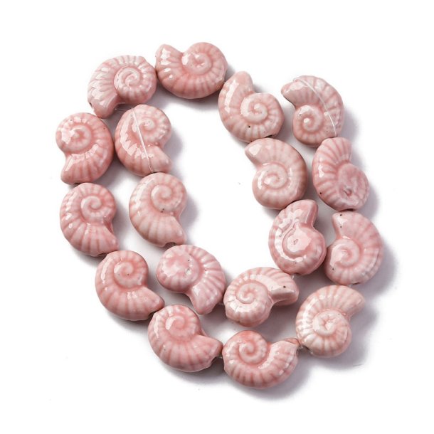 Keramische Muschelschalen, ganzer Perlenstrang, rosa, 20x17x8 mm, 18 Stck