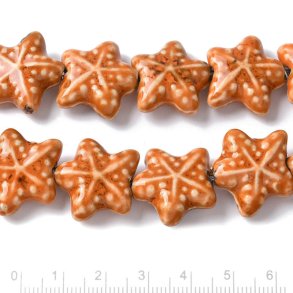 Seestern, Keramikperle, orange, 20x21x9 mm, 2 Stk