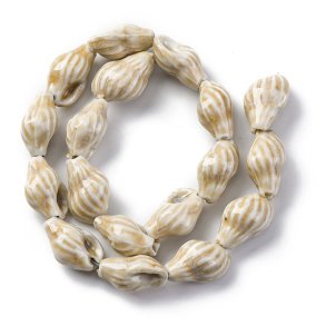 Meeresschneckenhaus, Keramikperle, ganzer Strang, beige, 22x14 mm, 18 Stk