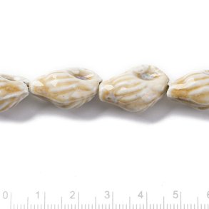 Meeresschneckenhaus, Keramikperle, beige, 22x14 mm, 2 Stk