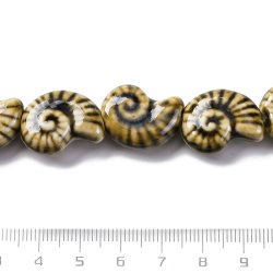 Keramische Muschelschalen, schwarz-braun, 20x17x8 mm, 2 Stck