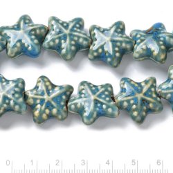 Seestern, Keramikperle, petrol-blau, 20x21x9 mm, 2 Stk