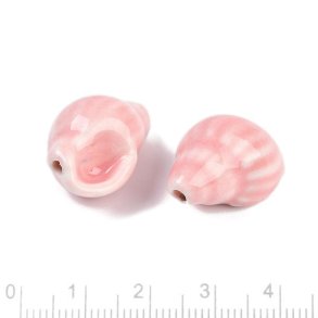 Meeresschneckenhaus, Keramikperle, rosa, 22x15 mm, 2 Stk