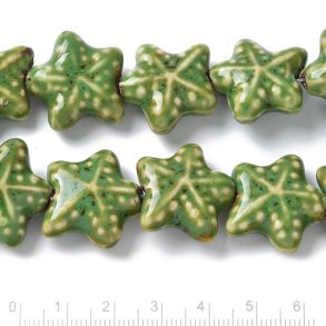 Seestern, Keramikperle, grn, 20x21x9 mm, 2 Stk