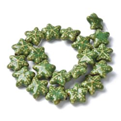 Seestern, Keramikperle, ganzer Strang, grn, 20x21x9 mm, ca. 20 Stk