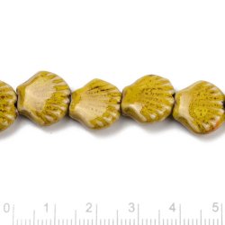 Muschel, Keramikperle, goldgelb, 13x14 mm, 4 Stck