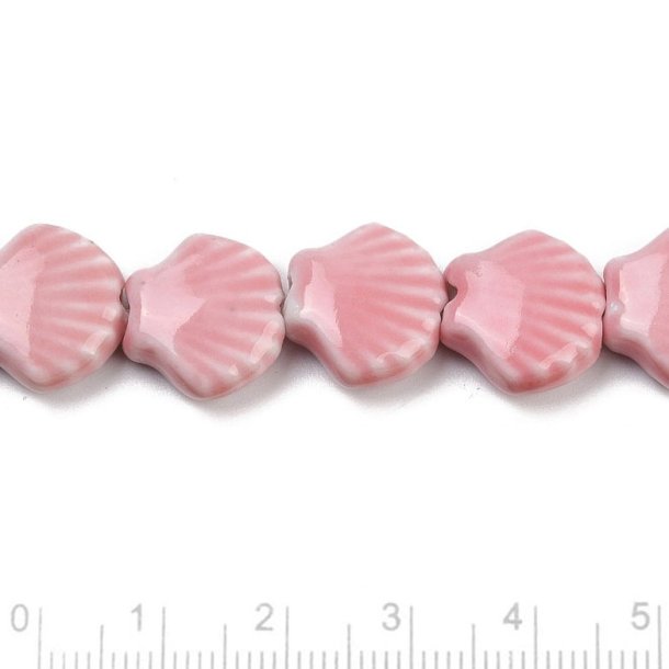 Muschel, Keramikperle, rosa, 13x14 mm, 4 Stck