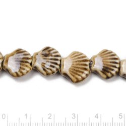 Muschel, Keramikperle, hellbraun, 13x14 mm, 4 Stck