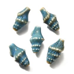 Muschel, Keramikperle, petrolblau, 20x11 mm, 2 Stck