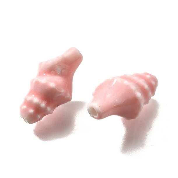 Konkylie, Keramikperle, rosa, 20x11 mm, 2 Stck