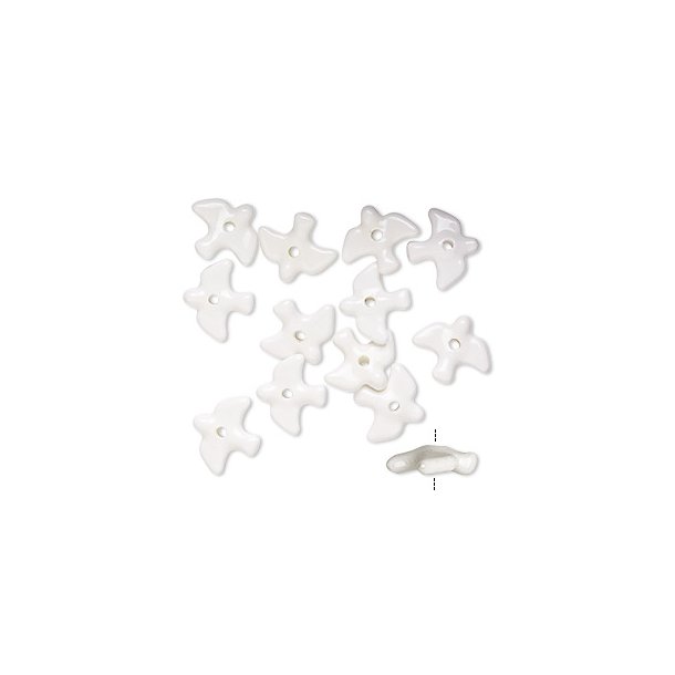 Porcelain bead, white dove, 23x20mm, 2pcs.