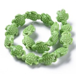 Porzellanperle, grne Schildkrte, 19x15x8 mm, 2 Stck
