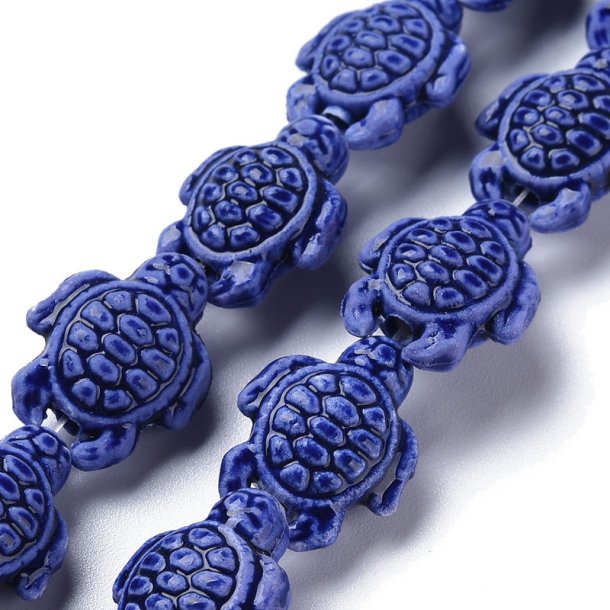 Porzellanperle, dunkelblaue Schildkrte, 19x15x8 mm, 2 Stck