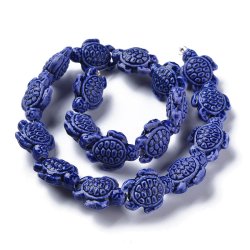 Porzellanperle, dunkelblaue Schildkrte, 19x15x8 mm, 2 Stck