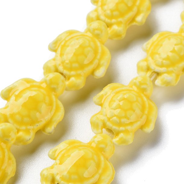 Porzellanperle, gelbe Schildkrte, 19x15x8 mm, 2 Stck