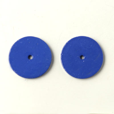Keramikmünze, blau, mit Loch in der Mitte, 14x1,5 mm, 2 Stk.
