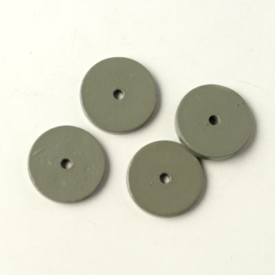 Keramikmünze, grau, mit Loch in der Mitte, 10x1,5 mm, 4 stk.