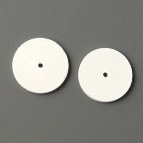 Ceramic coin, white, with a hole in the middle, 14x1.5mm, 2pcs.
