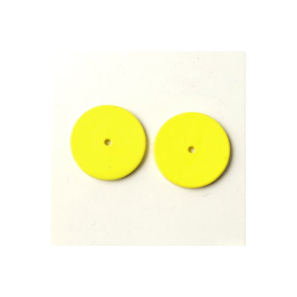 Ceramic coin, yellow, with a hole in the middle, 14x1.5mm, 2pcs.