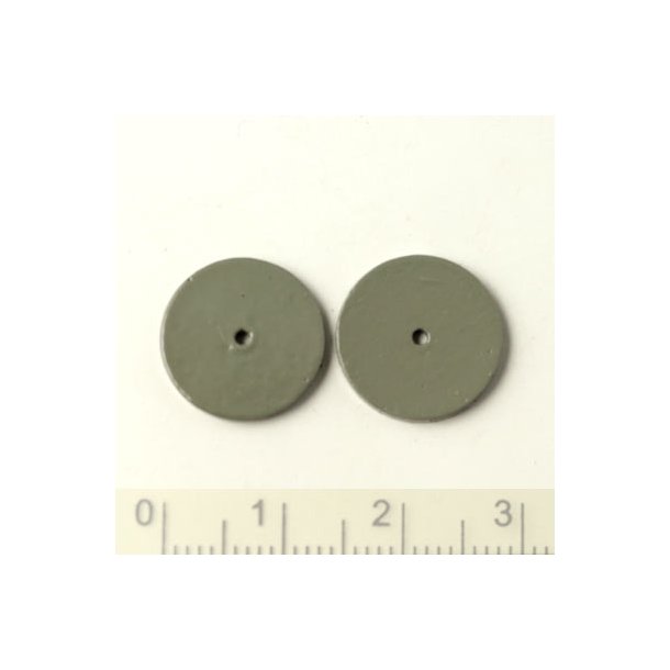 Ceramic coin, grey, with a hole in the middle, 14x1.5mm, 2pcs.