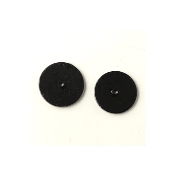 Ceramic coin, black, with a hole in the middle, 14x1.5mm, 2pcs.