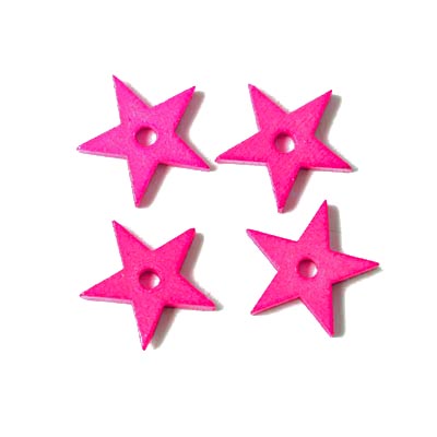 Keramiksterne, neon pink, mit Loch in der Mitte, 12 mm, 2 Stk.