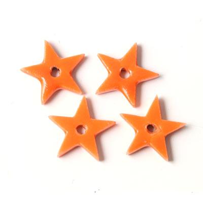 Keramiksterne, orange, mit Loch in der Mitte, 12 mm, 2 Stk.