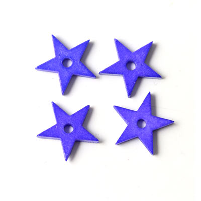 Keramiksterne, klein, stark lila, mit Loch in der Mitte, 12 mm, 2 Stk.