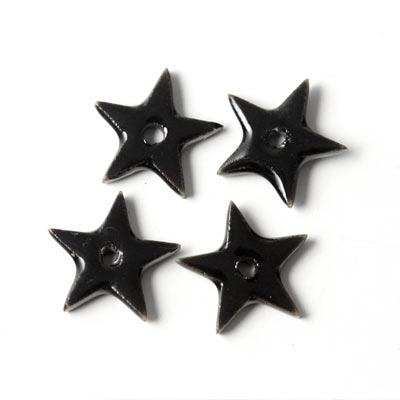 Keramiksterne, klein, schwarz, mit Loch in der Mitte, 12 mm, 2 Stk.