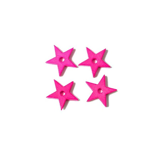 Keramikstjerner, neon pink, med hul i midten, 12 mm, 2 stk.