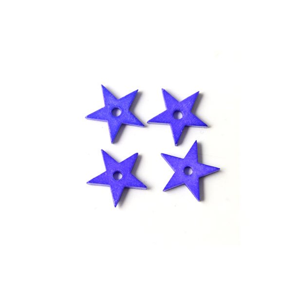 Ceramic star, small, strong purple, with a hole in the middle, 12mm, 2pcs.