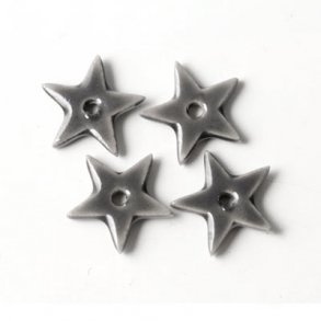 Ceramic star, small, dark grey, with a hole in the middle, 12mm, 2pcs.