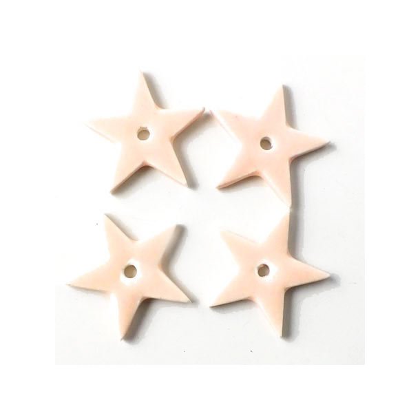 Ceramic star, cream-white, with a hole in the middle, 12mm, 2pcs.