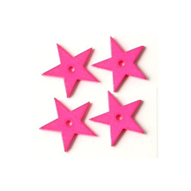 Keramikstjerner, neon pink, med hul i midten, 17 mm, 2 stk.