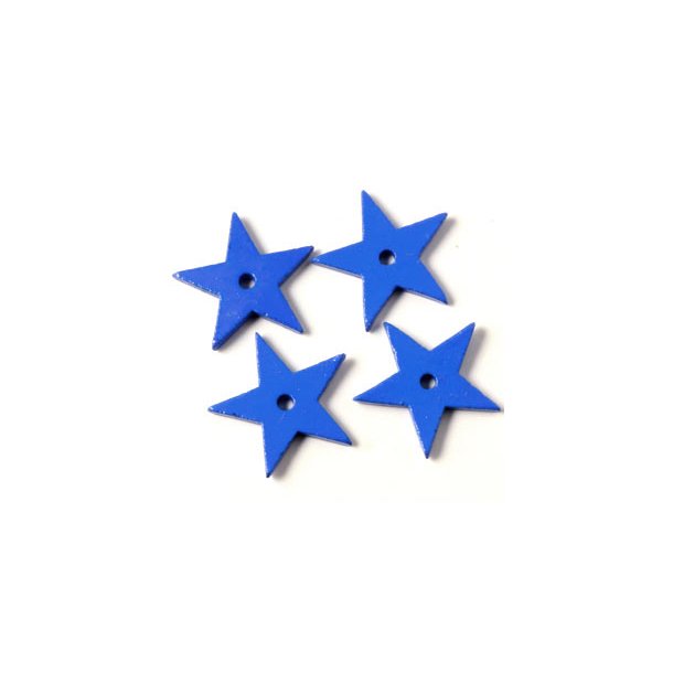 Keramikstjerner, m&oslash;rkebl&aring; med hul i midten, 18 mm, 2 stk.