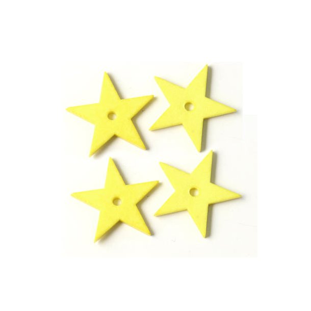 Ceramic star, strong yellow, with a hole in the middle, 18mm, 2pcs.