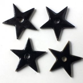 Keramiksterne, schwarz, mit Loch in der Mitte, 18 mm, 2 Stk.