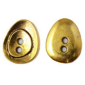 Stor knap, antik forgyldt, to-lag oval, 24x19 mm, 2 stk.