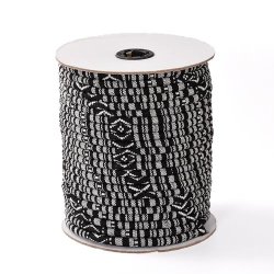 Ethnischer Baumwollkord, schwarz/wei&szlig;, rund, 6 mm, 20 cm.