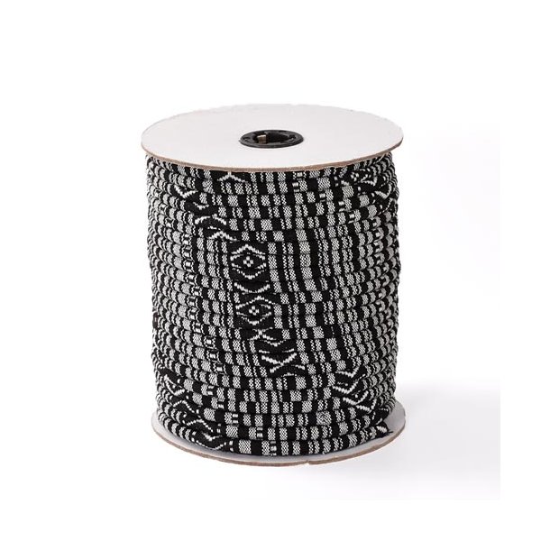 Round-stitched cotton cord, black/white, 4mm, 20cm.