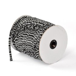 Ethnischer Baumwollkord, schwarz/wei&szlig;, rund, 6 mm, 20 cm.