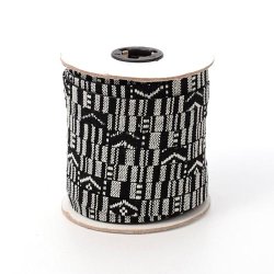 Ethnischer Baumwollkord, schwarz/wei&szlig;, flach,10 mm, 20 cm.