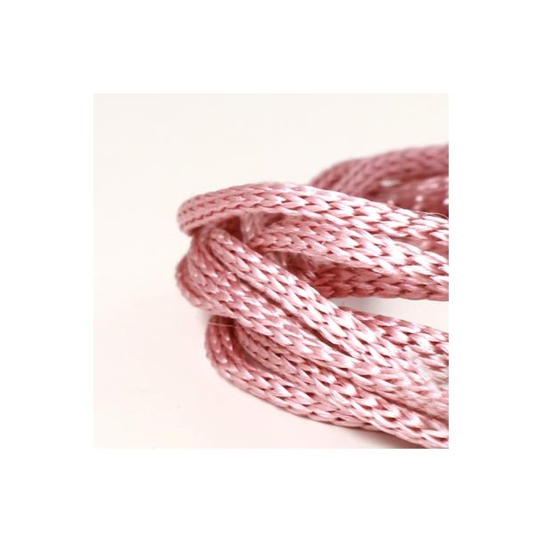 Woven nylon cord, soft, hollow, rose, diameter 3mm, 2m. 